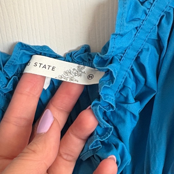 Blue Ruffled Maxi Dress - Picture 5 of 7